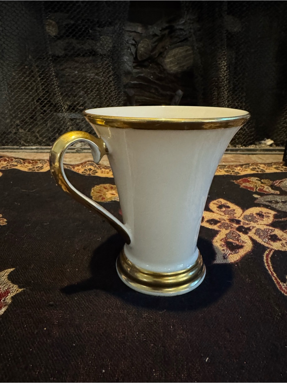 Lenox Dimension Collection Eternal Nouveau, Ivory / Gold Rim 4-3/4" Accent Mug